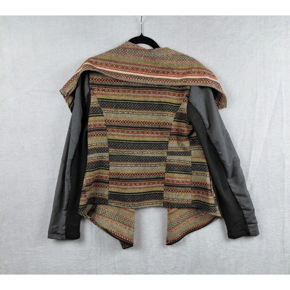 BKE‎ Outerwear Women's Geometric Print Waterfall Drape Jacket Gray Sleeve M